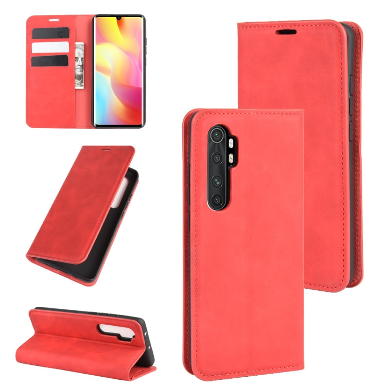 Red leather wallet phone case with magnetic flap, card slots, and stand holder