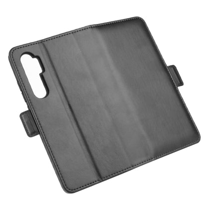 Xiaomi Mi Note 10 Lite leather flip case, black back with camera cutout and side grips