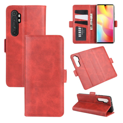 Leather flip wallet phone case in red with card slots, magnetic closure, and stand