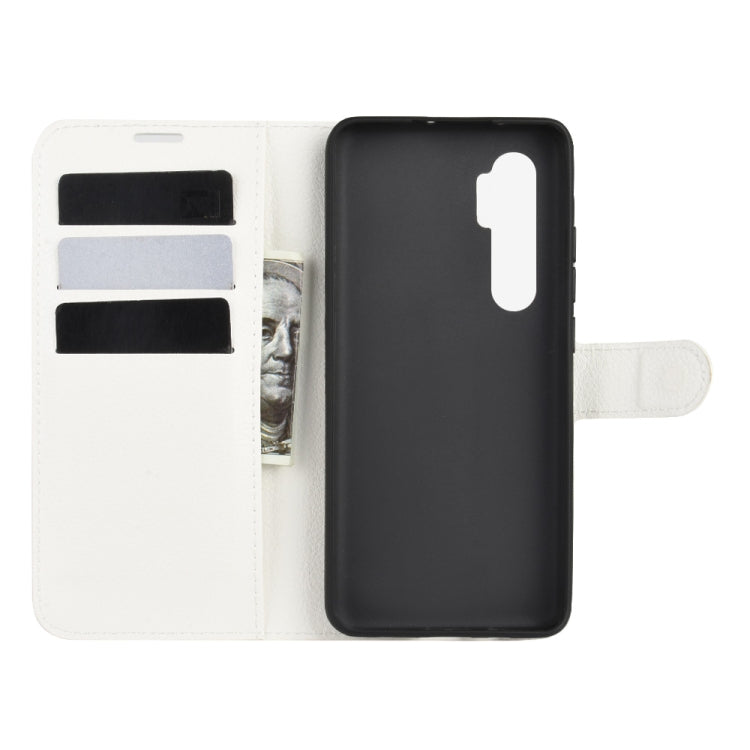 White wallet flip phone case with card slots and camera cutout for Xiaomi Mi Note 10 Lite