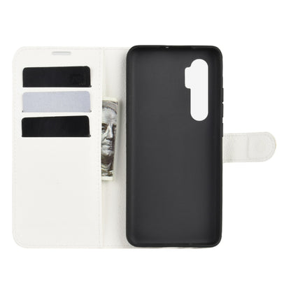 White wallet flip phone case with card slots and camera cutout for Xiaomi Mi Note 10 Lite