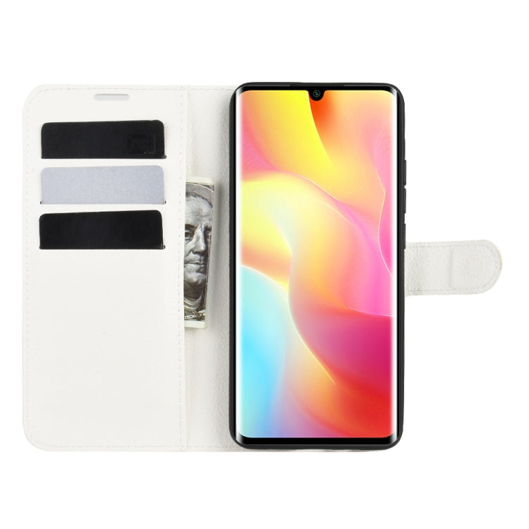 White folio wallet phone case with card slots and flip cover for Xiaomi Mi Note 10 Lite
