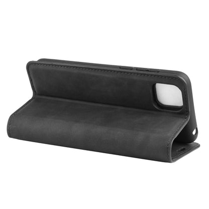 Black leather flip phone wallet case with viewing window and stand, for Huawei Y5p