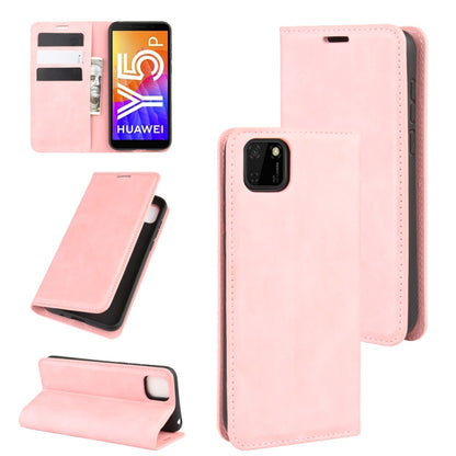 Pink leather magnetic phone case with stand, card slots, and camera cutout