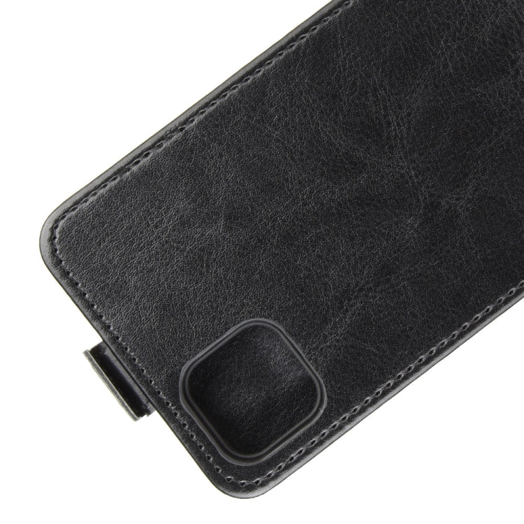 Black leather flip case corner with stitched edge and camera/speaker opening