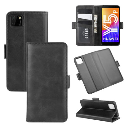 Black leather flip wallet case with magnetic buckle, card slots, phone holder