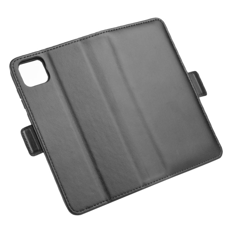 Black leather phone case with flip cover and side magnetic tab