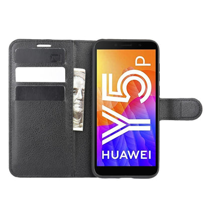 Black flip wallet phone case with phone screen visible, card holder inside