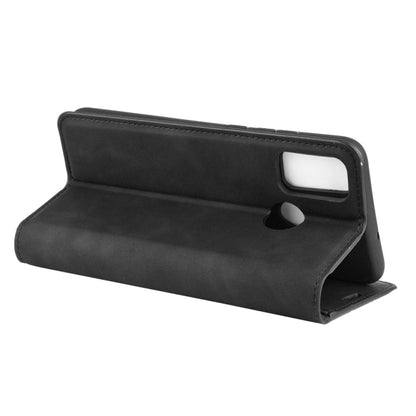 Black leather wallet phone case open as a horizontal stand for hands-free viewing