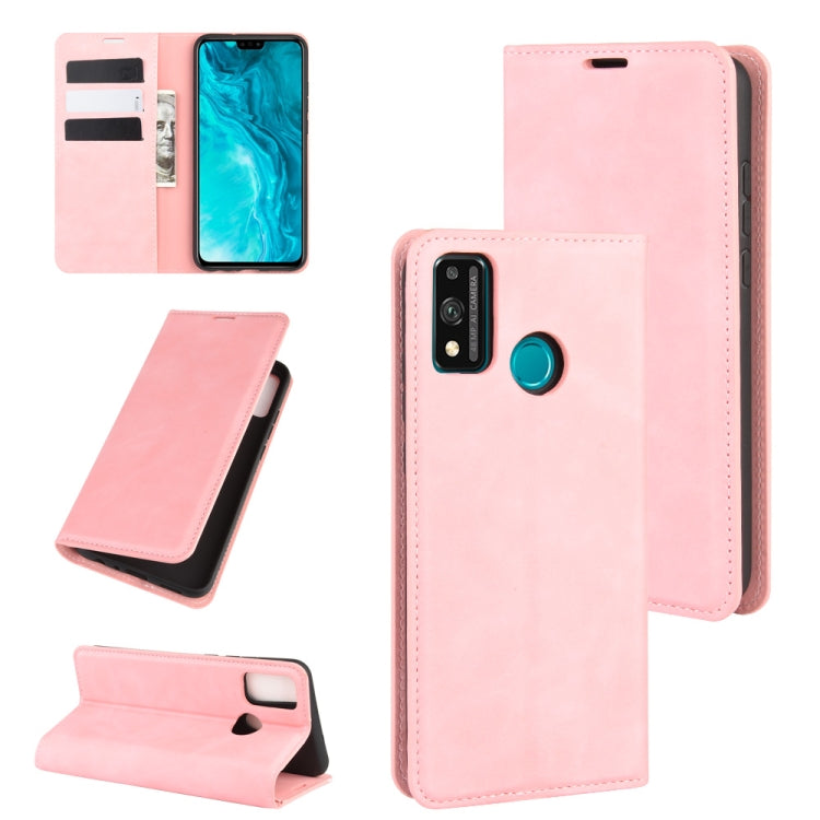 Pink magnetic leather wallet phone case with card slots and kickstand