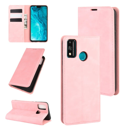Pink magnetic leather wallet phone case with card slots and kickstand