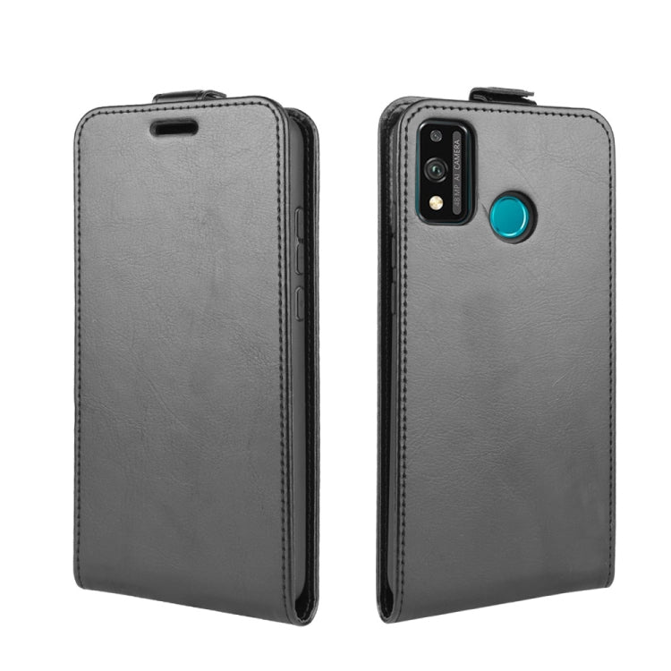 Flip leather phone case for Huawei Honor 9X Lite, gray with circular camera cutout