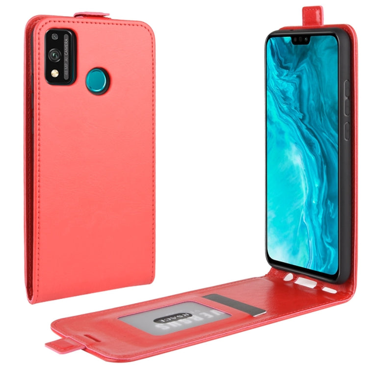 Red flip leather phone case for Huawei Honor 9X Lite with card slots and photo window