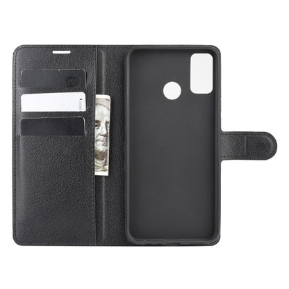 Black flip wallet phone case with multiple card slots and protective rear cover