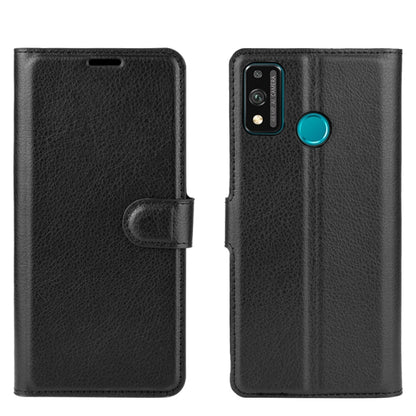 Black litchi texture wallet phone case with flip cover and magnetic style closure