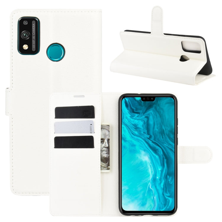 White flip phone case with card slots and stand for Huawei Honor 9X Lite