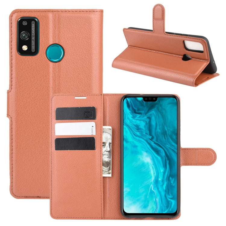 Brown flip phone case with card slots and stand for Huawei Honor 9X Lite