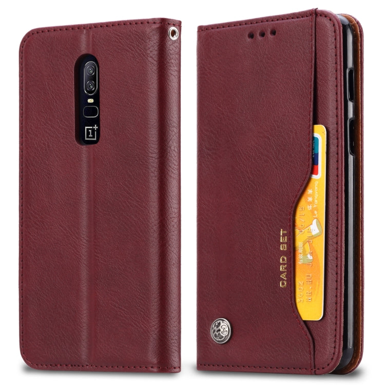 Wine red horizontal flip leather phone case with card slots and photo frame window