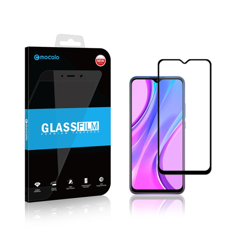 mocolo tempered glass screen protector packaging with film and phone front display