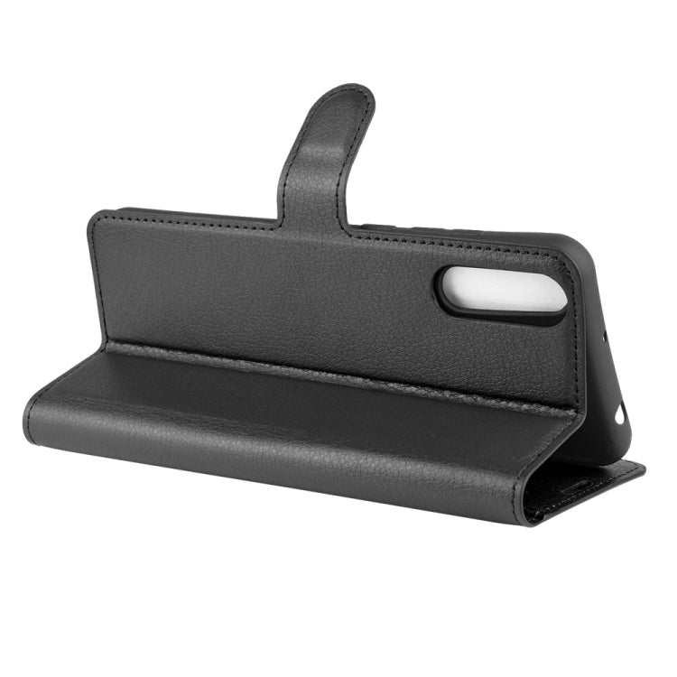 Black horizontal flip stand case with large screen cover and camera opening
