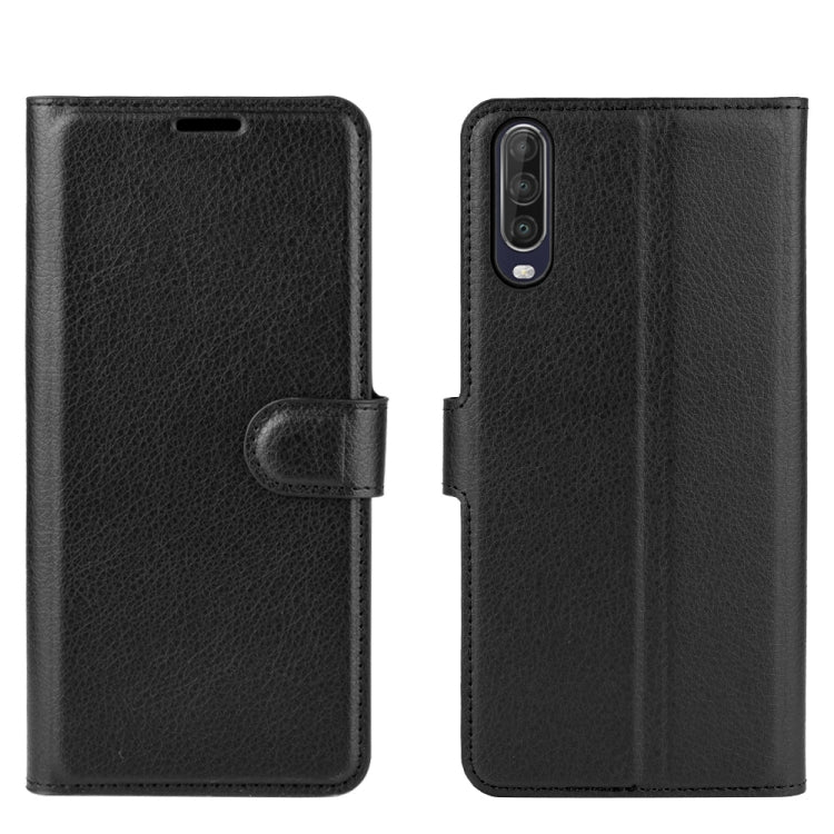 Black flip wallet phone case with front flap and side card holder pocket