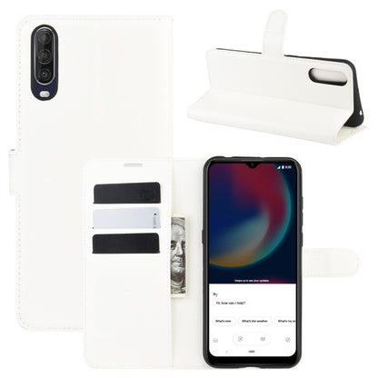 White litchi texture flip phone case with card slots and stand for Wiko View 4