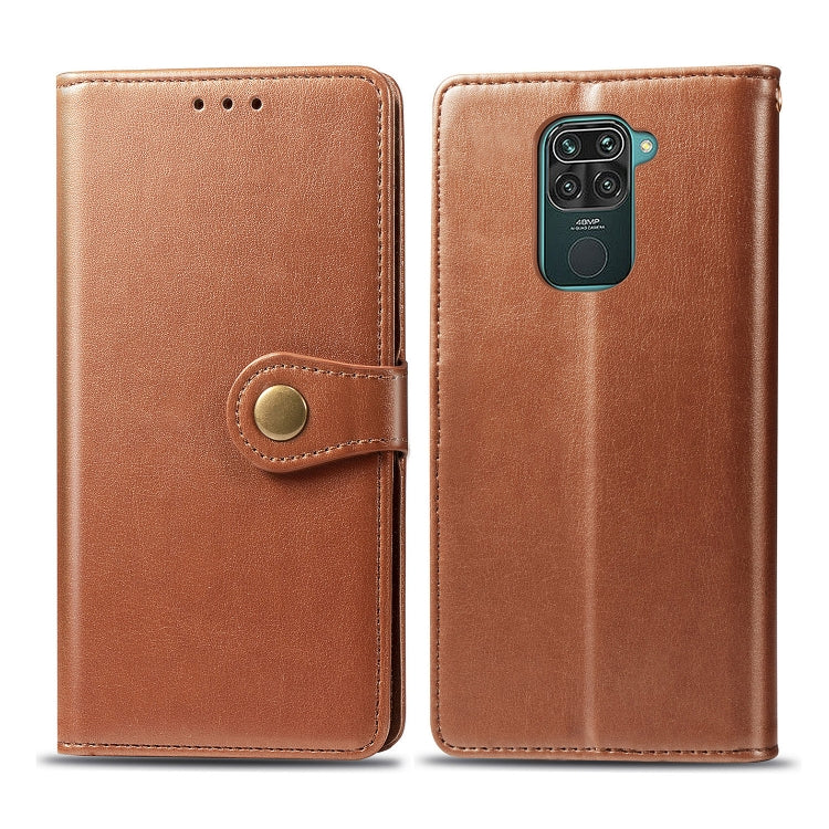 Brown leather-look phone wallet case with snap buckle closure for phone protection