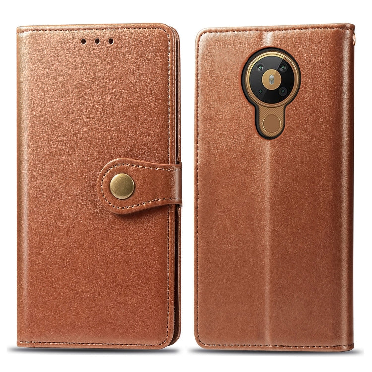 For Nokia 5.3 Retro Solid Color Leather Buckle Phone Case with Lanyard & Photo Frame & Card Slot & Wallet & Stand Function, For Nokia 5.3