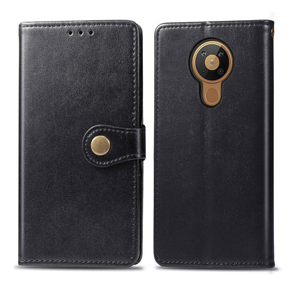 For Nokia 5.3 Retro Solid Color Leather Buckle Phone Case with Lanyard & Photo Frame & Card Slot & Wallet & Stand Function, For Nokia 5.3