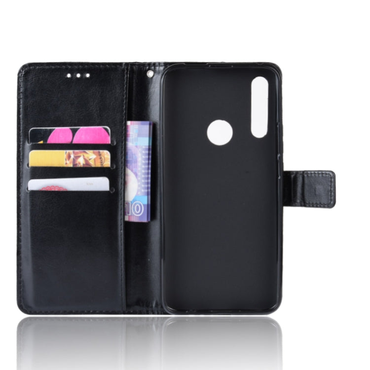 Black leather flip phone wallet case open with card slots and photo window for Huawei Y9 Prime (2019)
