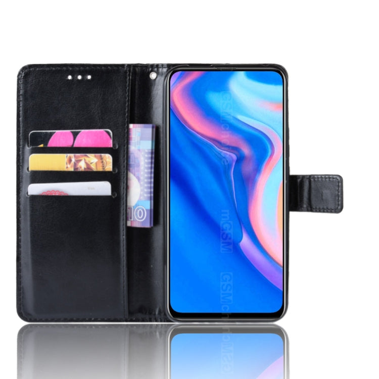 Black leather flip phone wallet case open with card slots and photo window for Huawei Y9 Prime (2019)