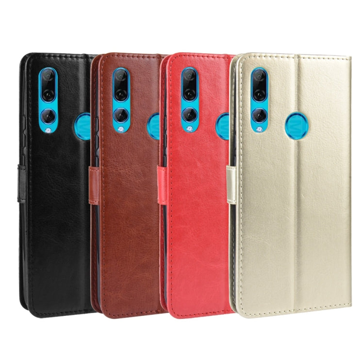 Assorted leather flip phone wallet cases in black, brown, red, and gold for Huawei Y9 Prime (2019)
