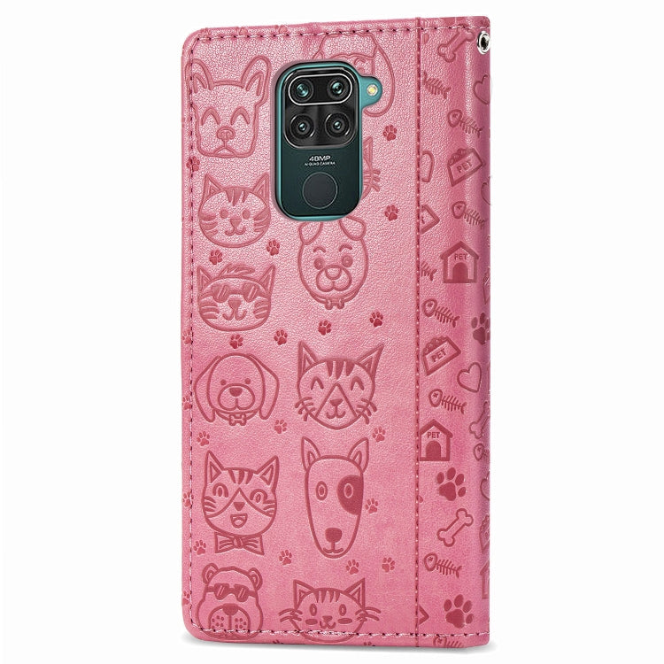 Pink embossed cat-and-dog flip phone case with camera cutout