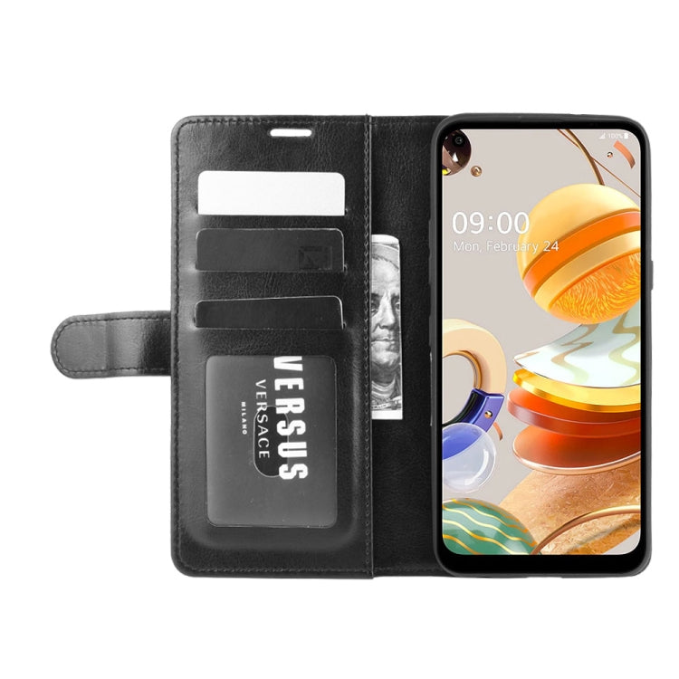 Black flip phone wallet case with card slots and window for phone screen view