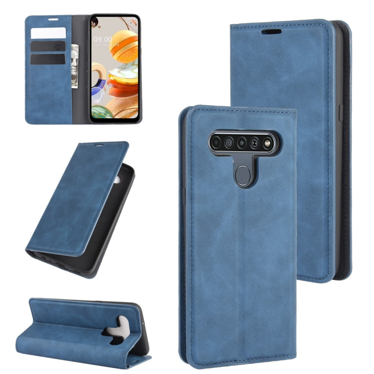 Dark blue magnetic leather-style phone case with card slots and fold-stand holder