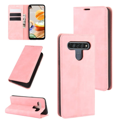 Pink magnetic leather-style phone case with card slots and fold-stand holder