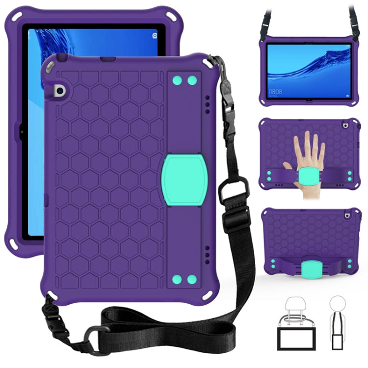 Honeycomb Design EVA + PC Material Four Corner Anti Falling Flat Protective Shell With Strap, For Huawei MediaPad T5 10.1, For Huawei Media M5 Lite 8.4/M6 8.4