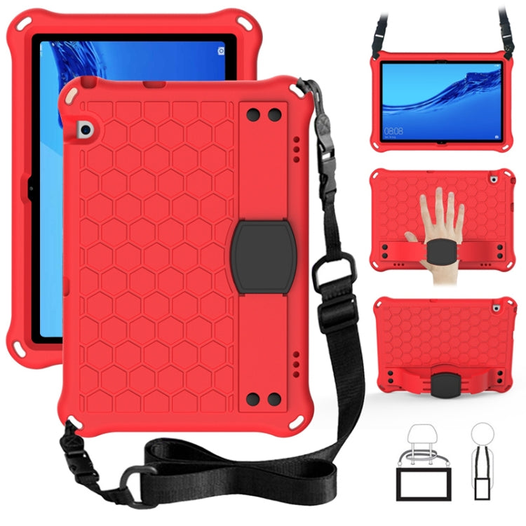 Honeycomb Design EVA + PC Material Four Corner Anti Falling Flat Protective Shell With Strap, For Huawei MediaPad T5 10.1, For Huawei Media M5 Lite 8.4/M6 8.4