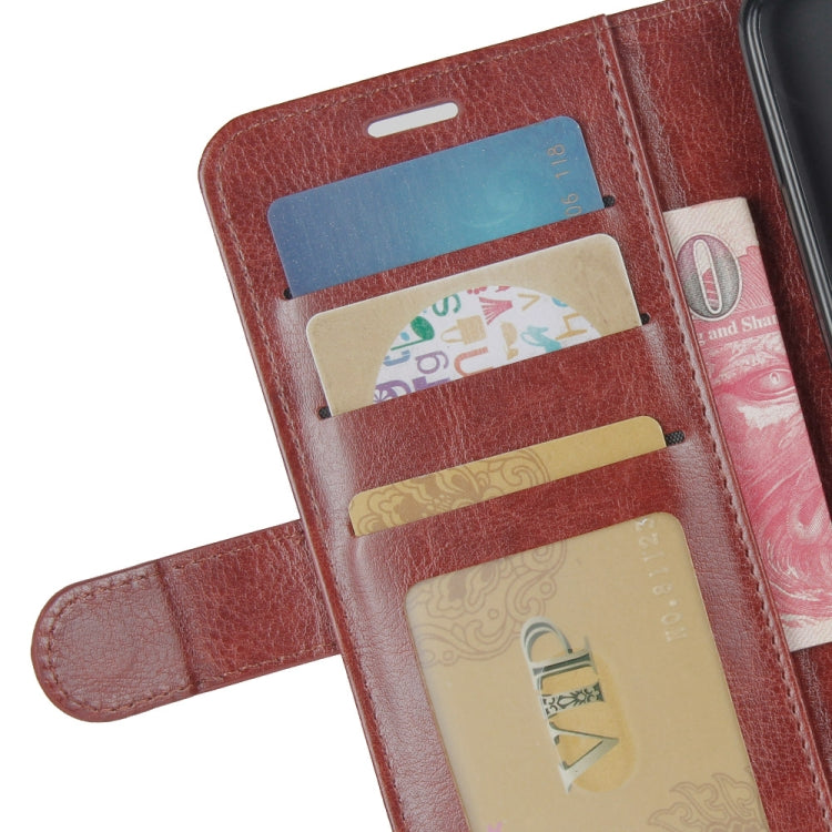 Brown flip phone case interior with multiple card and photo slots