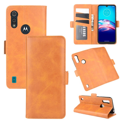 Orange leather flip phone case with magnetic buckle, card slots, and stand support