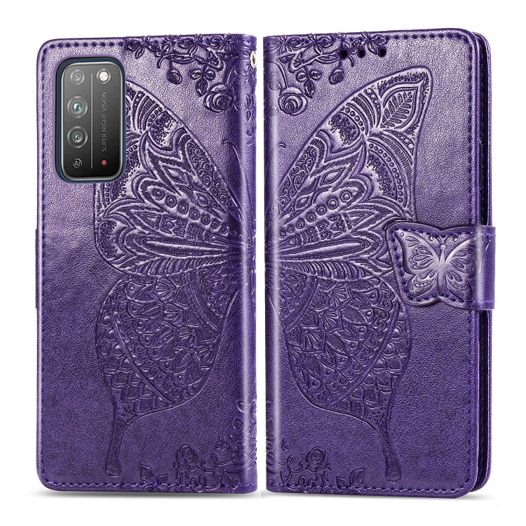 Butterfly Love Flower Embossed Horizontal Flip Leather Case with Bracket / Card Slot / Wallet / Lanyard, For Huawei Honor X10, For Huawei Y8P/ Enjoy 10S, For Huawei Y6P, For Xiaomi Redmi 10X Pro/10X, For OPPO A52/A72/A92