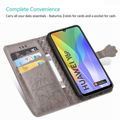 Cute Cat and Dog Embossed Horizontal Flip Leather Case with Bracket / Card Slot / Wallet / Lanyard, For Huawei Y8P/ Enjoy 10S, For Huawei Y6P, For Xiaomi  Redmi 10X Pro 5G/10X 5G, For OPPO A52/A72/A92