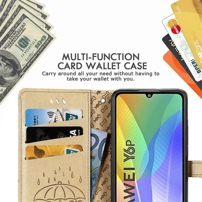 Cute Cat and Dog Embossed Horizontal Flip Leather Case with Bracket / Card Slot / Wallet / Lanyard, For Huawei Y8P/ Enjoy 10S, For Huawei Y6P, For Xiaomi  Redmi 10X Pro 5G/10X 5G, For OPPO A52/A72/A92