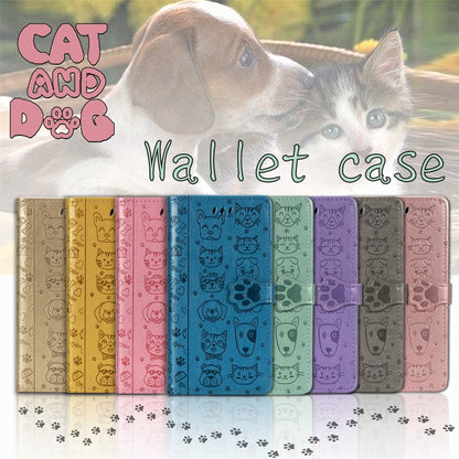 Cute Cat and Dog Embossed Horizontal Flip Leather Case with Bracket / Card Slot / Wallet / Lanyard, For Huawei Y8P/ Enjoy 10S, For Huawei Y6P, For Xiaomi  Redmi 10X Pro 5G/10X 5G, For OPPO A52/A72/A92