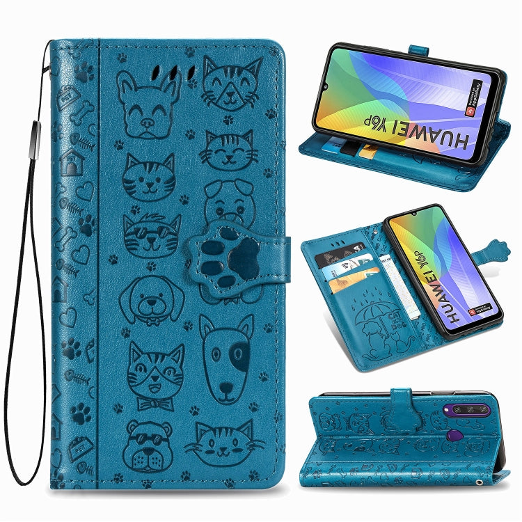 Cute Cat and Dog Embossed Horizontal Flip Leather Case with Bracket / Card Slot / Wallet / Lanyard, For Huawei Y8P/ Enjoy 10S, For Huawei Y6P, For Xiaomi  Redmi 10X Pro 5G/10X 5G, For OPPO A52/A72/A92