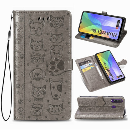 Cute Cat and Dog Embossed Horizontal Flip Leather Case with Bracket / Card Slot / Wallet / Lanyard, For Huawei Y8P/ Enjoy 10S, For Huawei Y6P, For Xiaomi  Redmi 10X Pro 5G/10X 5G, For OPPO A52/A72/A92