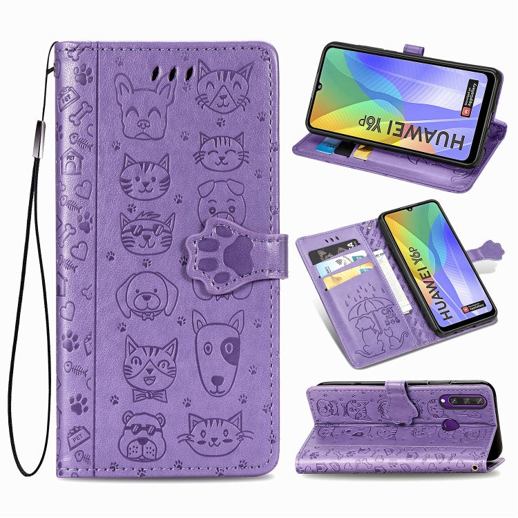 Cute Cat and Dog Embossed Horizontal Flip Leather Case with Bracket / Card Slot / Wallet / Lanyard, For Huawei Y8P/ Enjoy 10S, For Huawei Y6P, For Xiaomi  Redmi 10X Pro 5G/10X 5G, For OPPO A52/A72/A92
