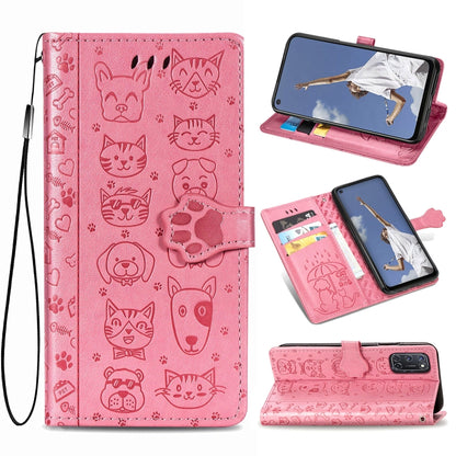 Cute Cat and Dog Embossed Horizontal Flip Leather Case with Bracket / Card Slot / Wallet / Lanyard, For Huawei Y8P/ Enjoy 10S, For Huawei Y6P, For Xiaomi  Redmi 10X Pro 5G/10X 5G, For OPPO A52/A72/A92