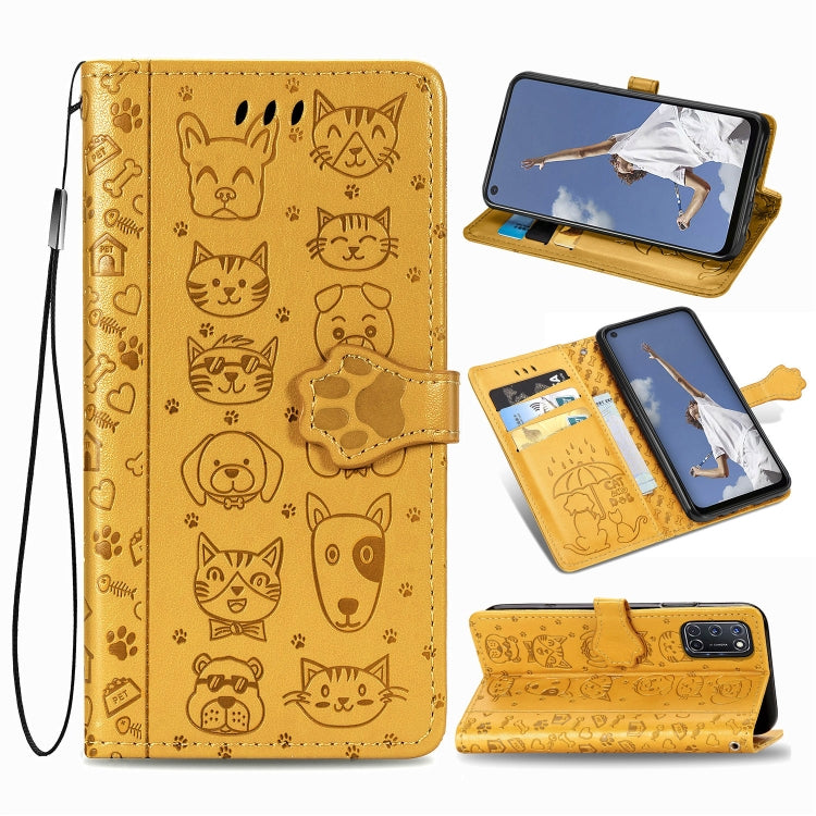 Cute Cat and Dog Embossed Horizontal Flip Leather Case with Bracket / Card Slot / Wallet / Lanyard, For Huawei Y8P/ Enjoy 10S, For Huawei Y6P, For Xiaomi  Redmi 10X Pro 5G/10X 5G, For OPPO A52/A72/A92