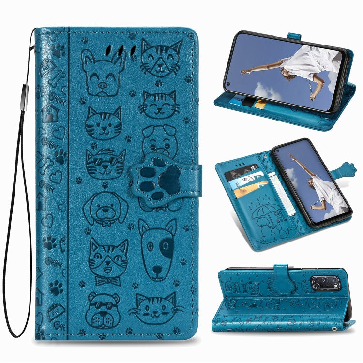 Cute Cat and Dog Embossed Horizontal Flip Leather Case with Bracket / Card Slot / Wallet / Lanyard, For Huawei Y8P/ Enjoy 10S, For Huawei Y6P, For Xiaomi  Redmi 10X Pro 5G/10X 5G, For OPPO A52/A72/A92